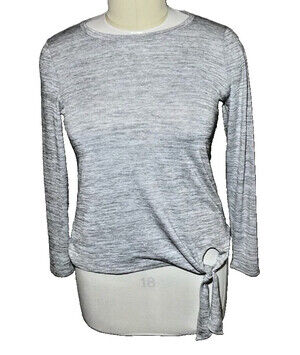 Matty M | Light Grey Tie Waisted Ballet Neck Sweater L